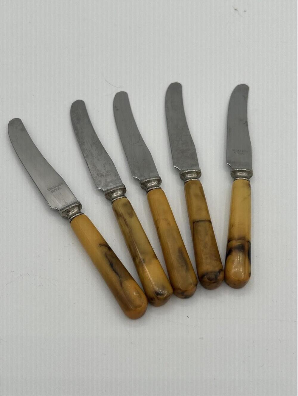Vintage Dinkie Knife Set Food Condiment Spreader Stainless Steel & Bakelite